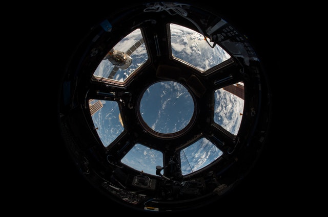 international space station window view