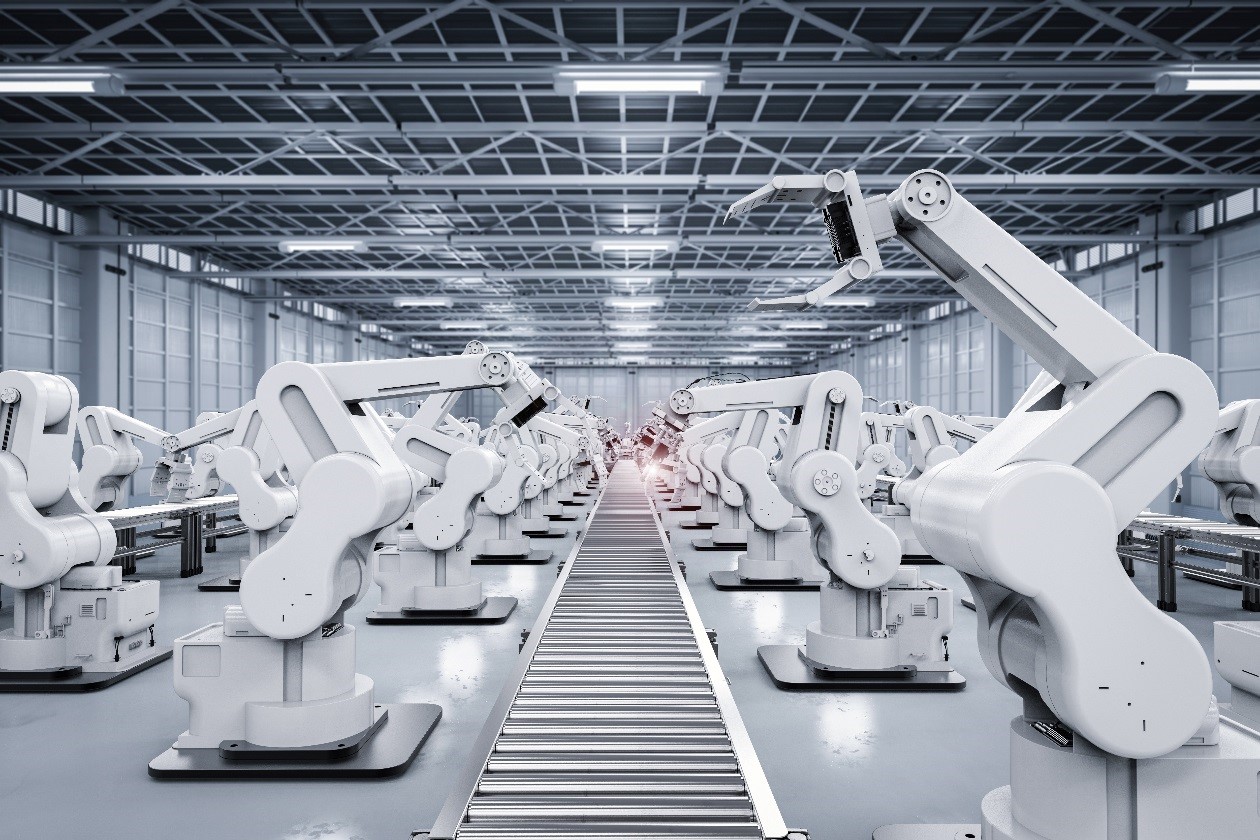 Завод будущего. Автоматизированный цех. Промышленные роботы. Робот конвейер. Технопарк автоматизация