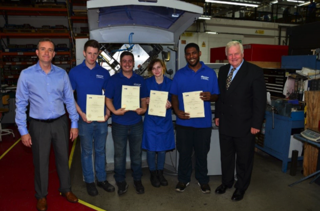 Local MP Bob Stewart presenting our first batch of apprentices with their certificates