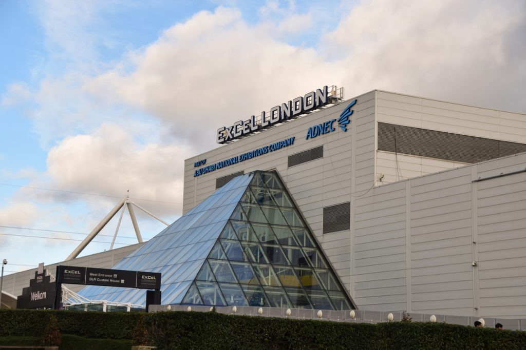 Excel Centre, East London January 2 2021: exterior view of the Excel Centre.