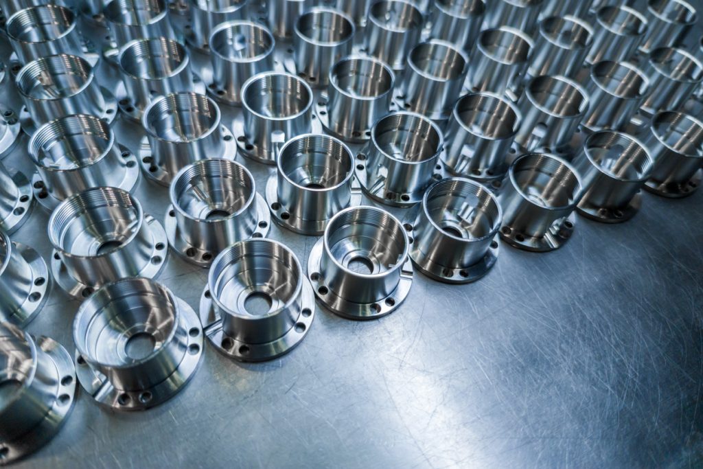 Aerospace metal components lined up