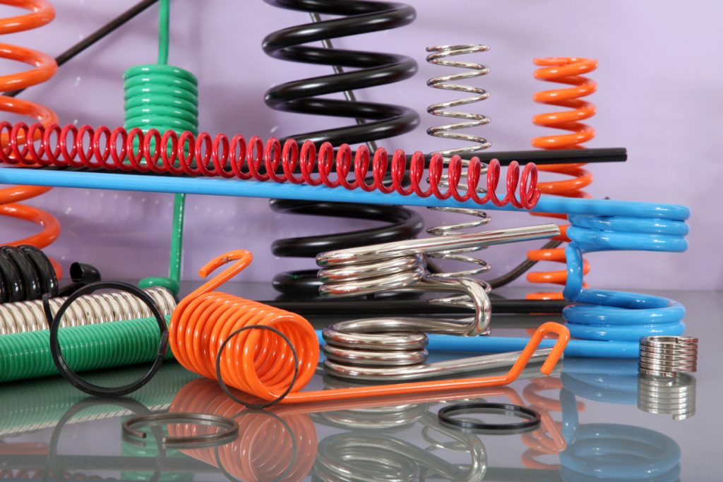 Different colours and materials of metal springs