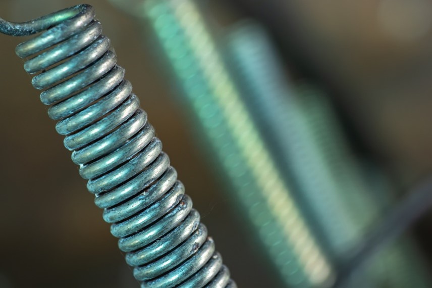 Close-up image of a metal spring