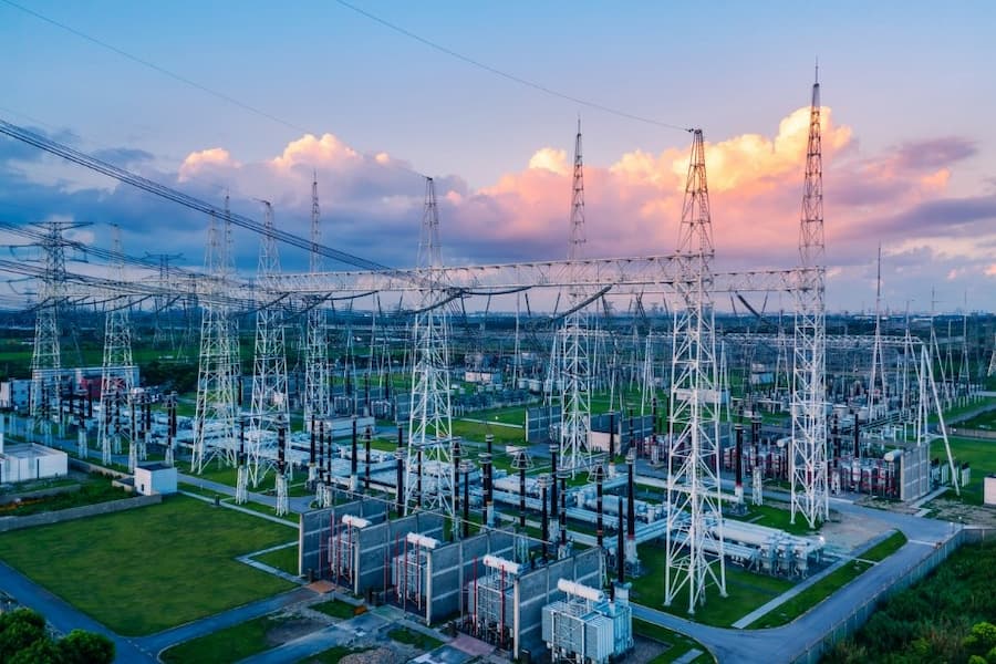 A power lines in a power plant